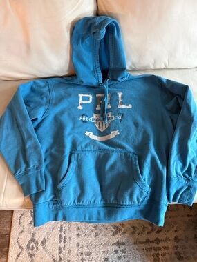 Polo by Ralph Lauren Teal Blue Pullover Hoodie with White Crest